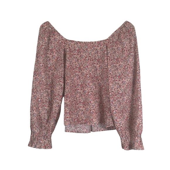 Universal Thread Peasant Top Womens S Pink Floral 100% Cotton Boho Cottagecore - Picture 4 of 6
